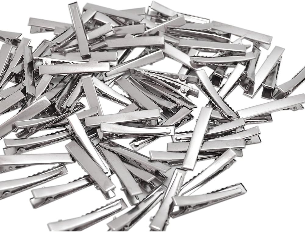 Bronagrand 100 PCS Silver Alligator Hair Clip Flat Top with Teeth for Arts & Crafts Projects, Dry Hanging Clothing, Office Paper Document Organization,Hair Care(1.26 Inch) 1.77INCH image number 6