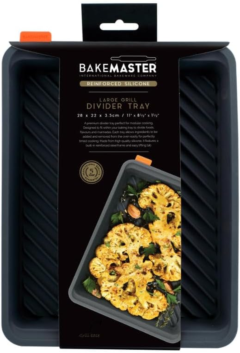 Bakemaster Large Grill Silicone Oven Divider Tray, 28 X 22 X 3.5 Cm, Grey image number 1