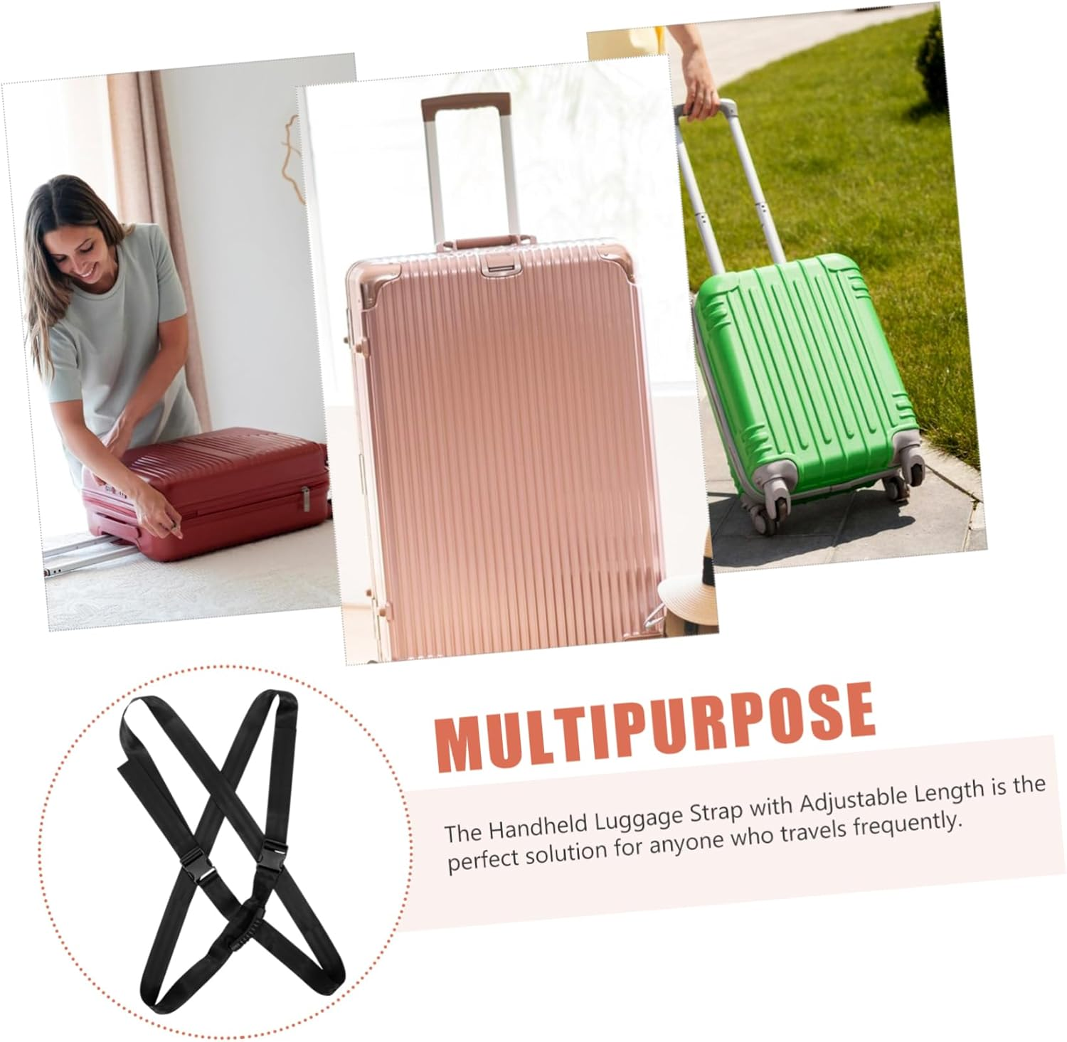 GAROZATION Luggage Straps for Suitcases Suit Safety Buckle Luggage Fixing Strap Suitcase Binding image number 4