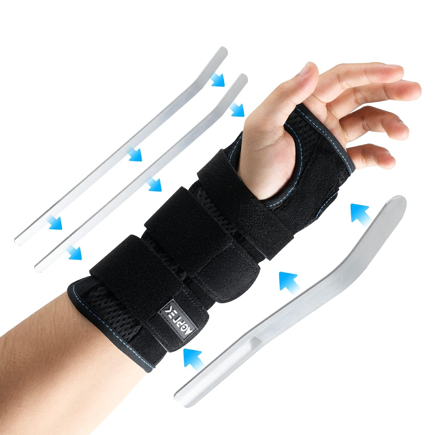 AGPTEK Carpal Tunnel Wrist Splint Adjustable Wrist Brace Wrist Support Brace for Injury Recovery Tendonitis Wrist Pain Sprain Sports - Black image number 1