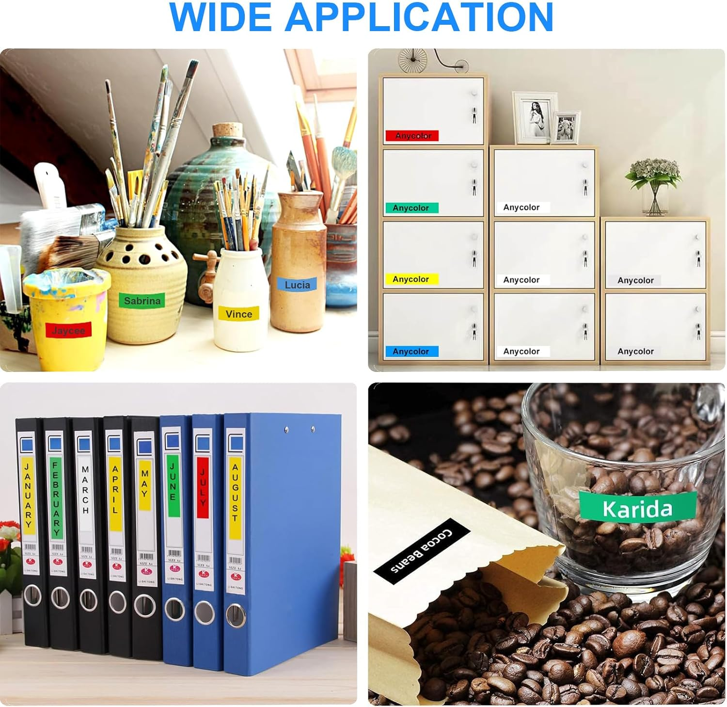 TCZ-231 Multi Color Label Tape Compatible with Brother P-Touch PT-H100 PT-E100 PT-D200, Black on Clear, 12Mm 0.47 Inch, 8M per Tape, 5 Pack, White/Red/Blue/Yellow/Green image number 1