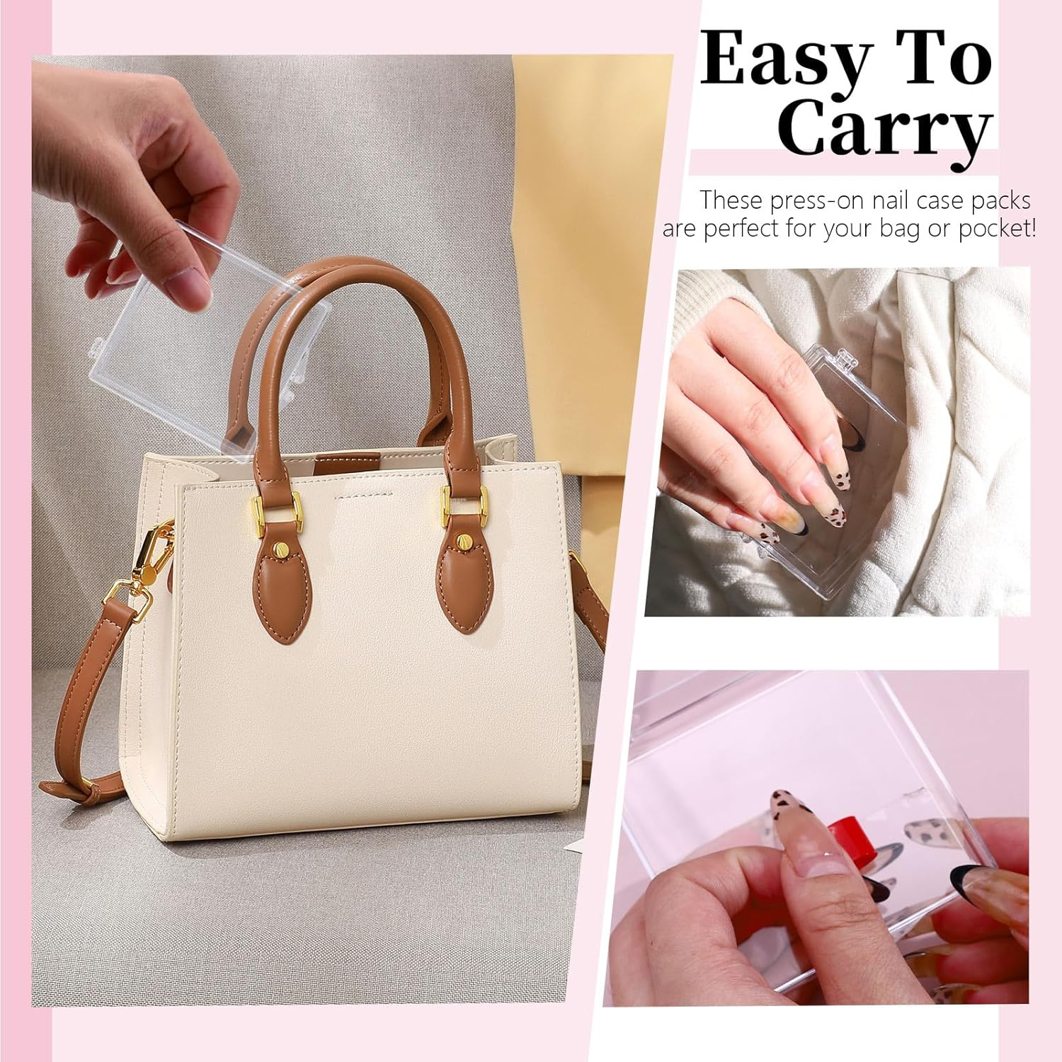 Koceci 8 Pack Press on Nail Organizer, Nail Packaging for Press Ons, Clear Plastic Fake Nail Holder Organizer Acrylic Nail Display Storage Box for Nail Business Art Salon (Transparent) image number 1