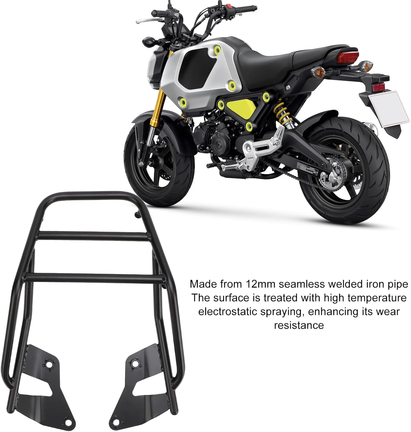 Motorcycle Rear Rack for MSX 125 Grom 125 2016-2020, Motorcycle Rear Cargo Carrier, Powersports Luggage Rack, Fadeproof and Resistant, Easy Installation image number 6