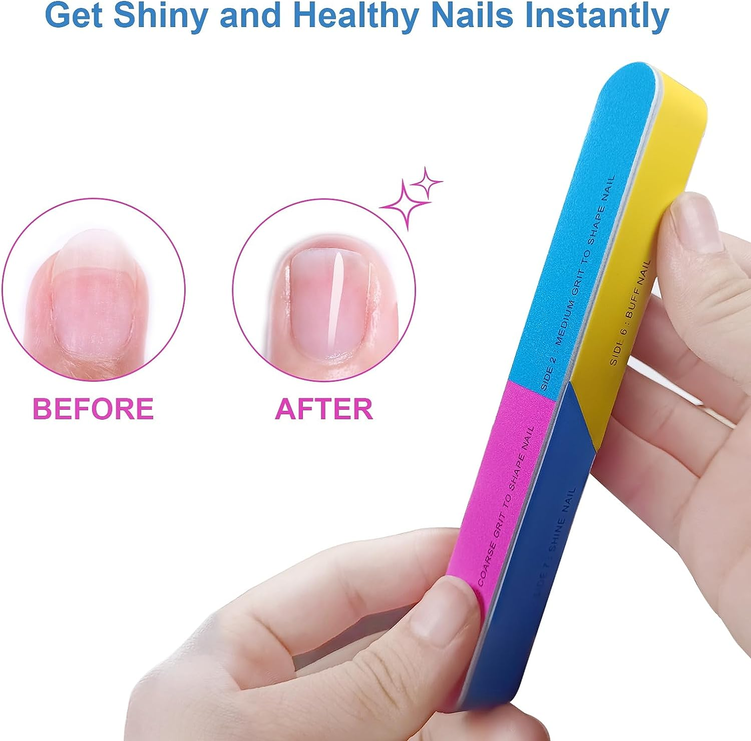 7 Way Nail Buffer (4 Pcs), Upgraded Buffing Block Seven Steps Polisher Fingernail Files Buffer 120/240/600/3000/6000 Grit for Shinning Nails image number 4