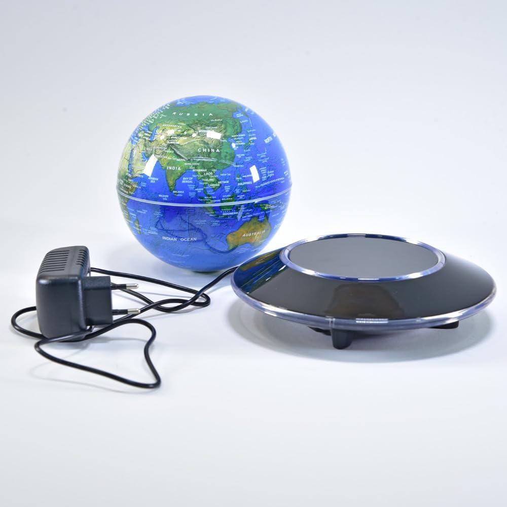 K&ouml;gler 75605 Floating Globe with LED Lighting, Approx. 14 Cm Large Magnetic Globe with Colour Changing USB Cable as World Map and Night Light image number 4