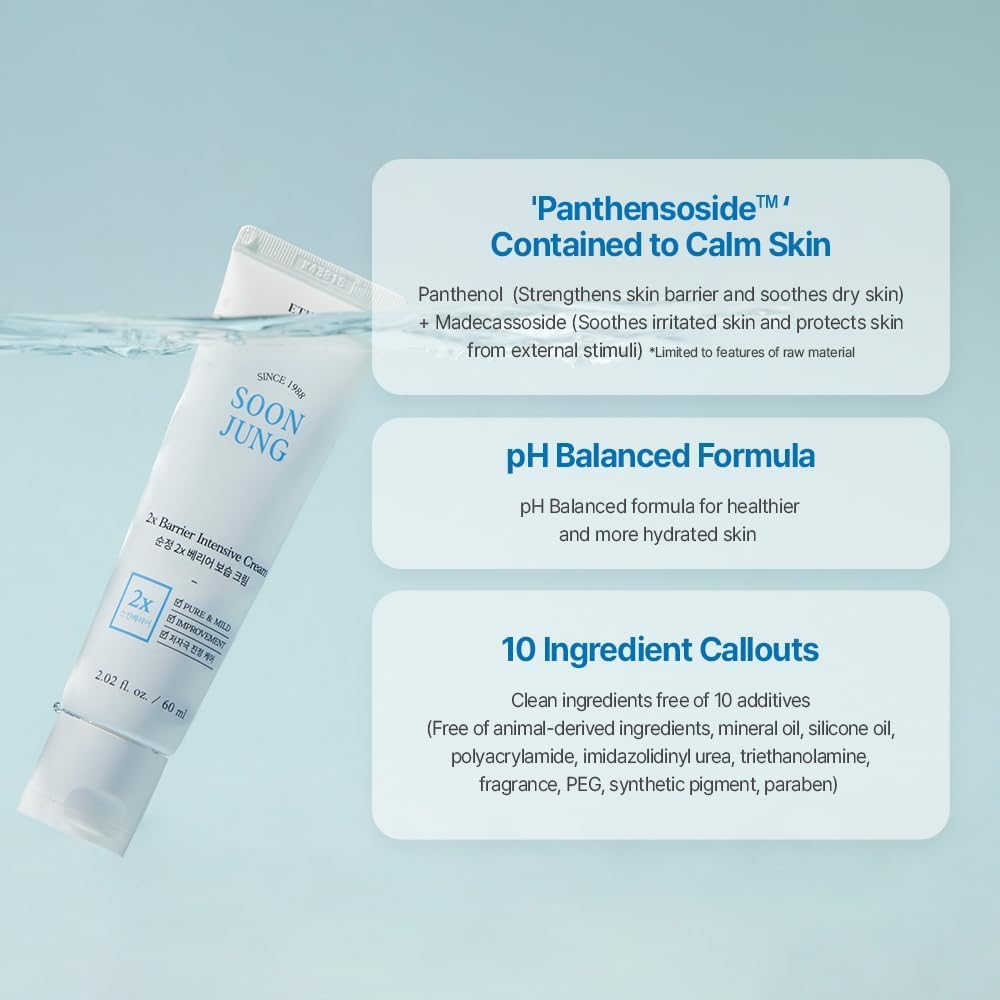ETUDE Soonjung 2X Barrier Intensive Cream Duo Set (2.02 Fl.Oz X 2Ea) | Hypoallergenic Shea Butter Hydrating Facial Cream for Sensitive Skin, Panthenol for Damaged Skin | Korean Skin Care, Pefect Gift image number 1