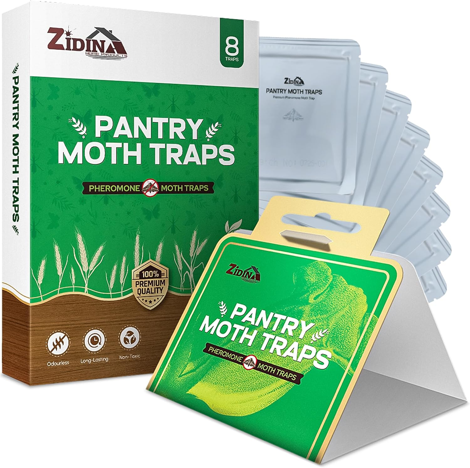 Pantry Moth Traps 8 Pack &ndash; Easy to Use, Long Lasting & Odour-Free - Effective for Dry Goods & Food Storage Areas in Cupboards, Pantries & Kitchen Cabinets image number 1