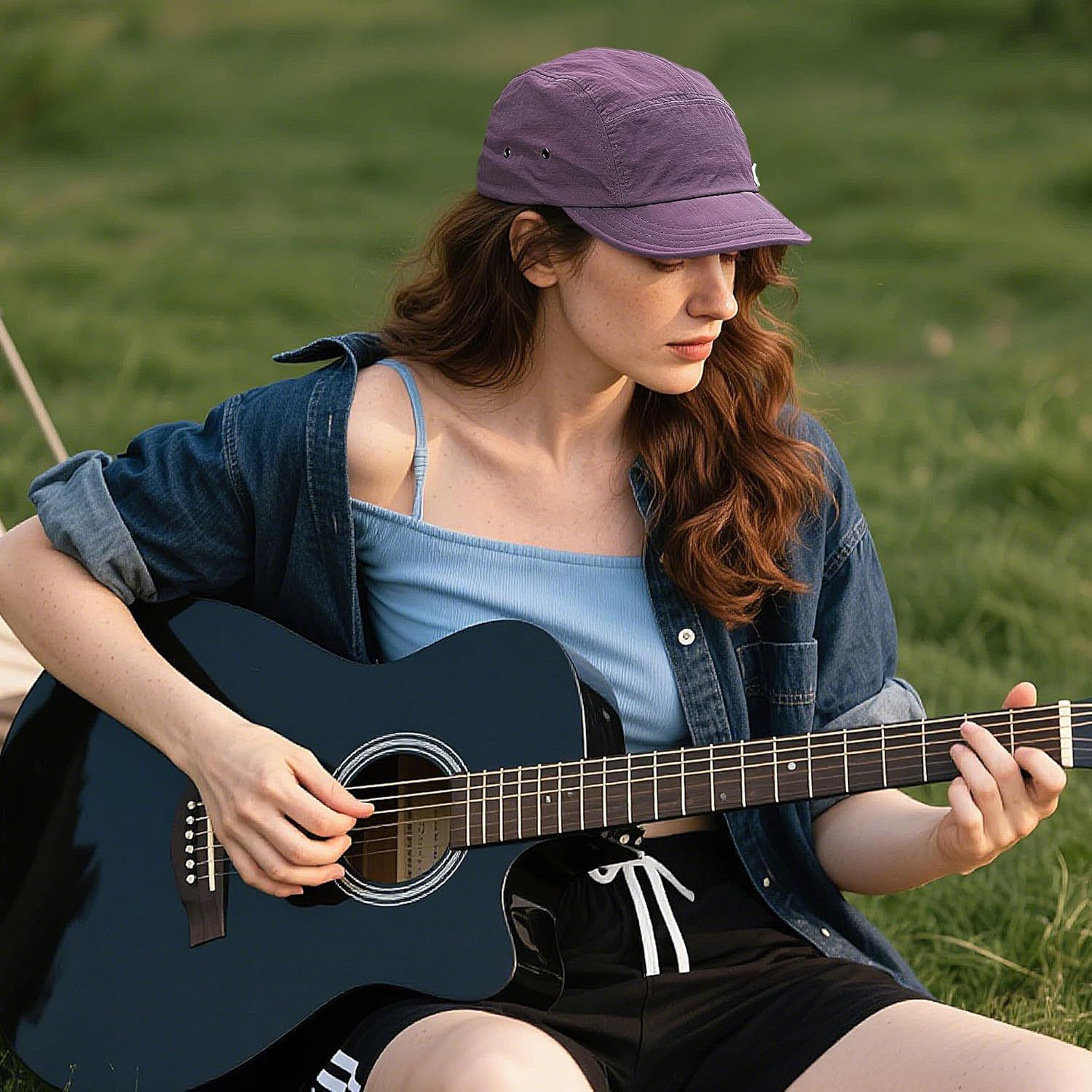 Clakllie Quick Dry 5 Panel Hat Waterproof Short Brim Baseball Cap Summer Flat Brim Sun Hat Breathable Trucker Dad Hats - Cdus-Ddy1-Green image number 6