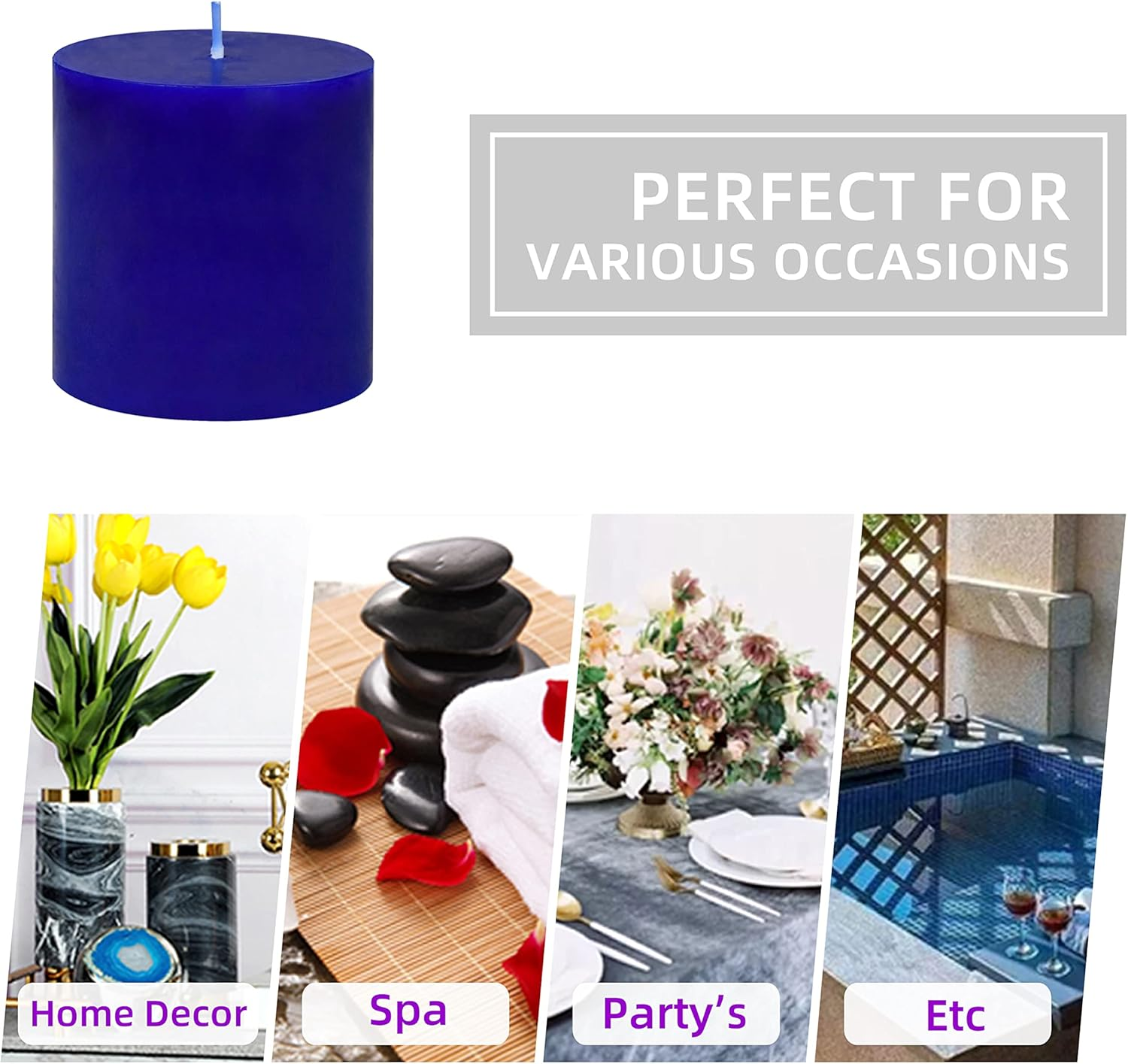 Zest Candle Pillar Candle, 3 by 3-Inch, Blue image number 3