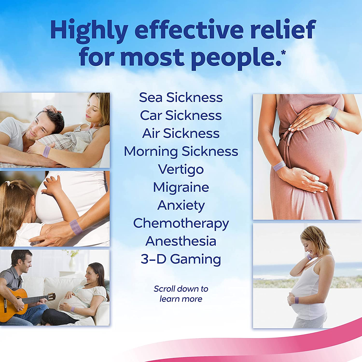 Sea-Band Mama Wristband Natural Nausea Relief, 1 Pair, Colors May Vary, Anti-Nausea Acupressure Wristband for Combatting Morning Sickness image number 4