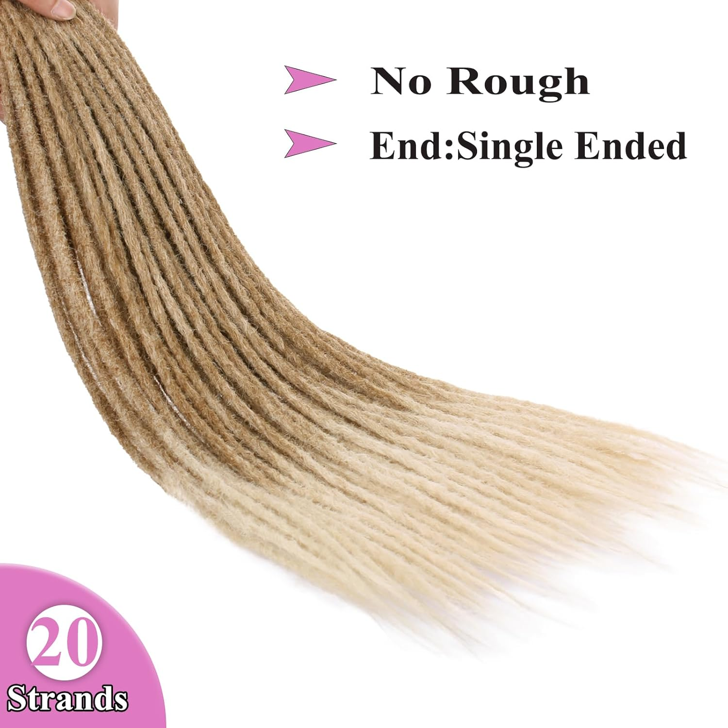 Samtress 18 Inch 20 Strands Thin 0.6 Cm Dreadlock Extensions Reggae Hip-Hop Synthetic Hair Ombre Blonde Handmade Loc Crochet Braiding Hair Extensions (#T27)