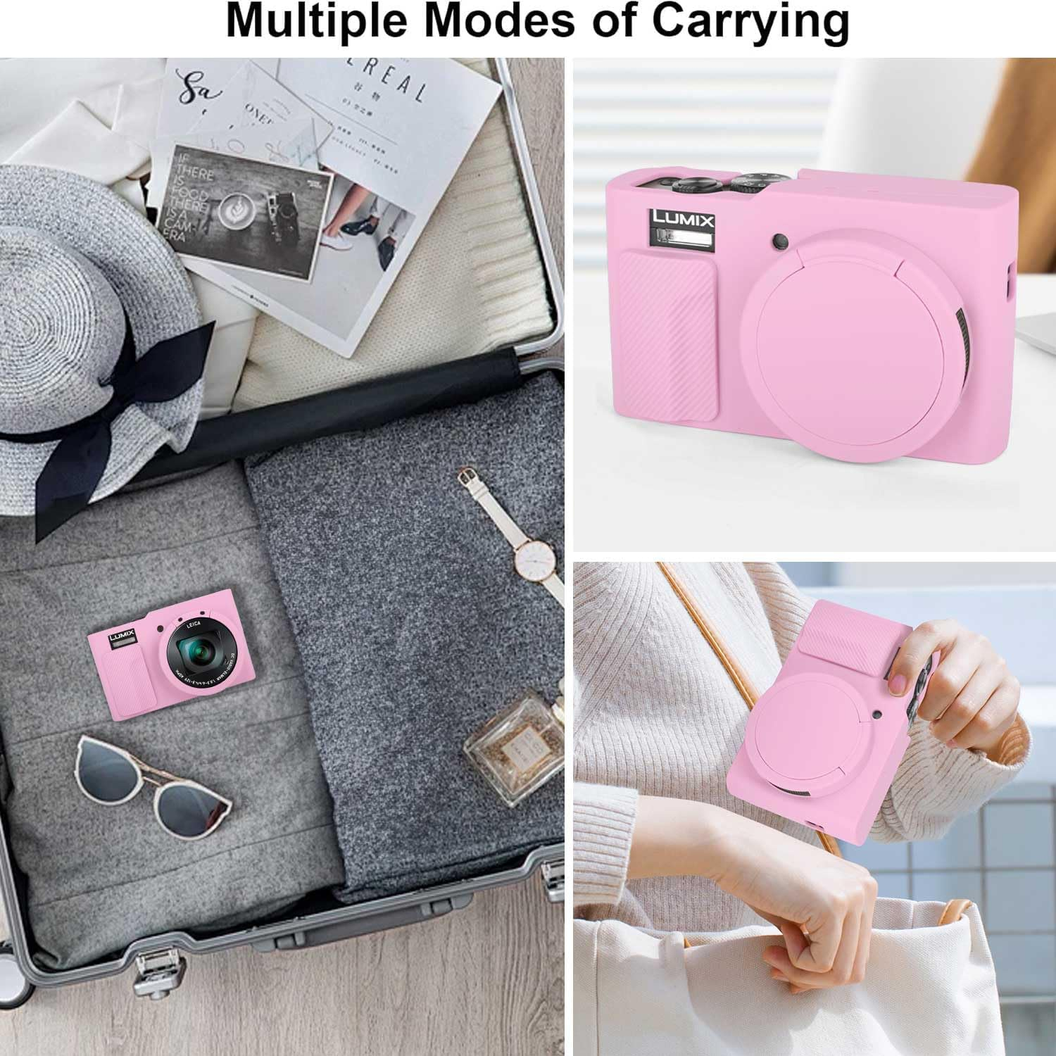 T Tersely Premium Soft Silicone Protective Case with Removable Lens Cover for Panasonic Lumix DC-TZ99 / ZS99 Digital Camera - Washable, Lightweight, and Stylish Protection (Pink) image number 5