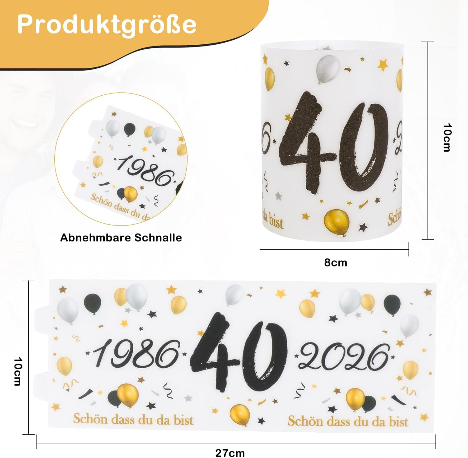 12 Lantern Table Decoration 40Th Birthday, Seutgjie 40Th Birthday Wedding Anniversary Decoration Man Woman 1986-2026 Black Gold for Tea Lights or Candles image number 4