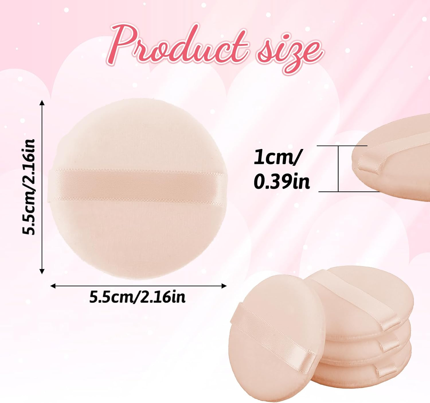 LXUEJIE Pack of 6 Loose Powder Puff round Powder Puff Makeup Cotton Powder Puff Face Sponge Cushion Puff round Velour Face Sponge for Foundation Blush Loose Setting Powder image number 2