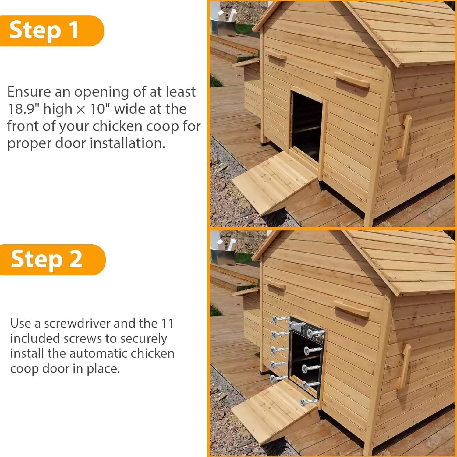 Vuebee Solar Automatic Chicken Coop Door with Timer, Light & Motion Sensor, LCD Touchscreen, Remote Control &ndash; Weatherproof Chook Door for Ducks, Rabbits, Poultry (13.4" X 10" Opening) image number 3