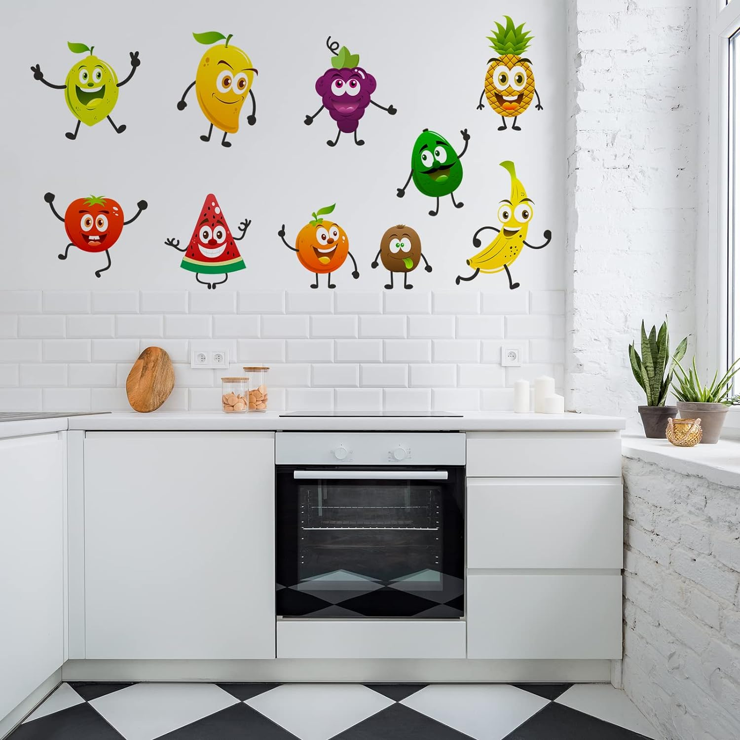 Kitchen Fruit Wall Stickers - Cartoon Wall Decals - Kitchen Cupboard Fridge Dining Room Cabinet Restaurant Home Wall Decor image number 4