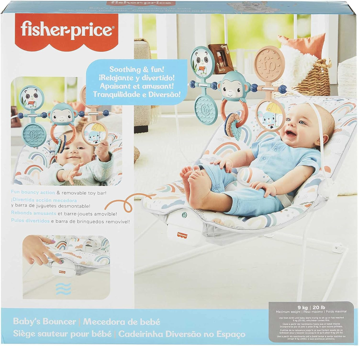 Fisher-Price Baby'S Bouncer Pacific Pebble, Portable Bouncing Chair for Soothing and Play for Newborns and Infants image number 1