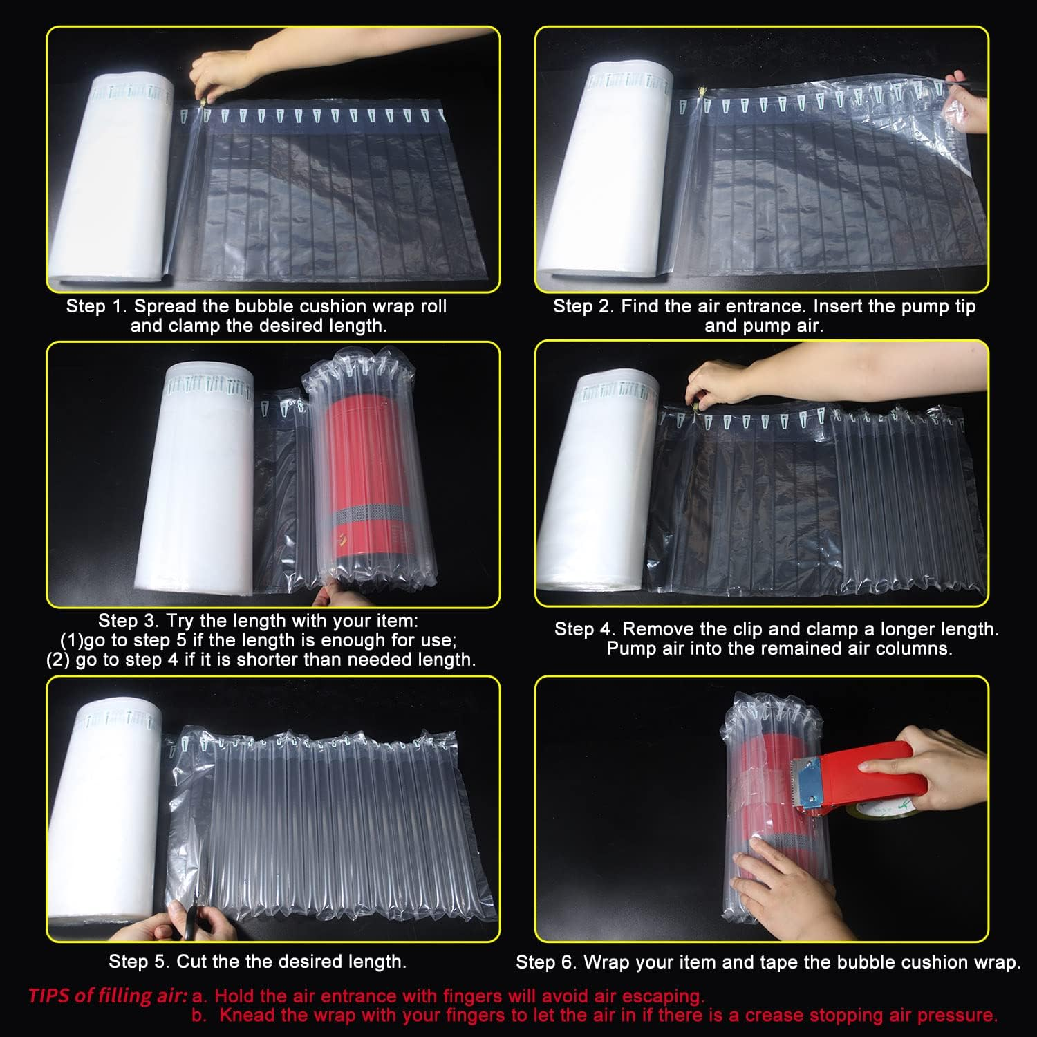 Bubble Cushioning Wrap Roll, 11.8 Inch X 164 Feet Inflatable Air Column Wrap for Heavy Duty Packing and Shipping 50 Microns Thick and Strong Large Air Bubbles for Moving Fragile Items