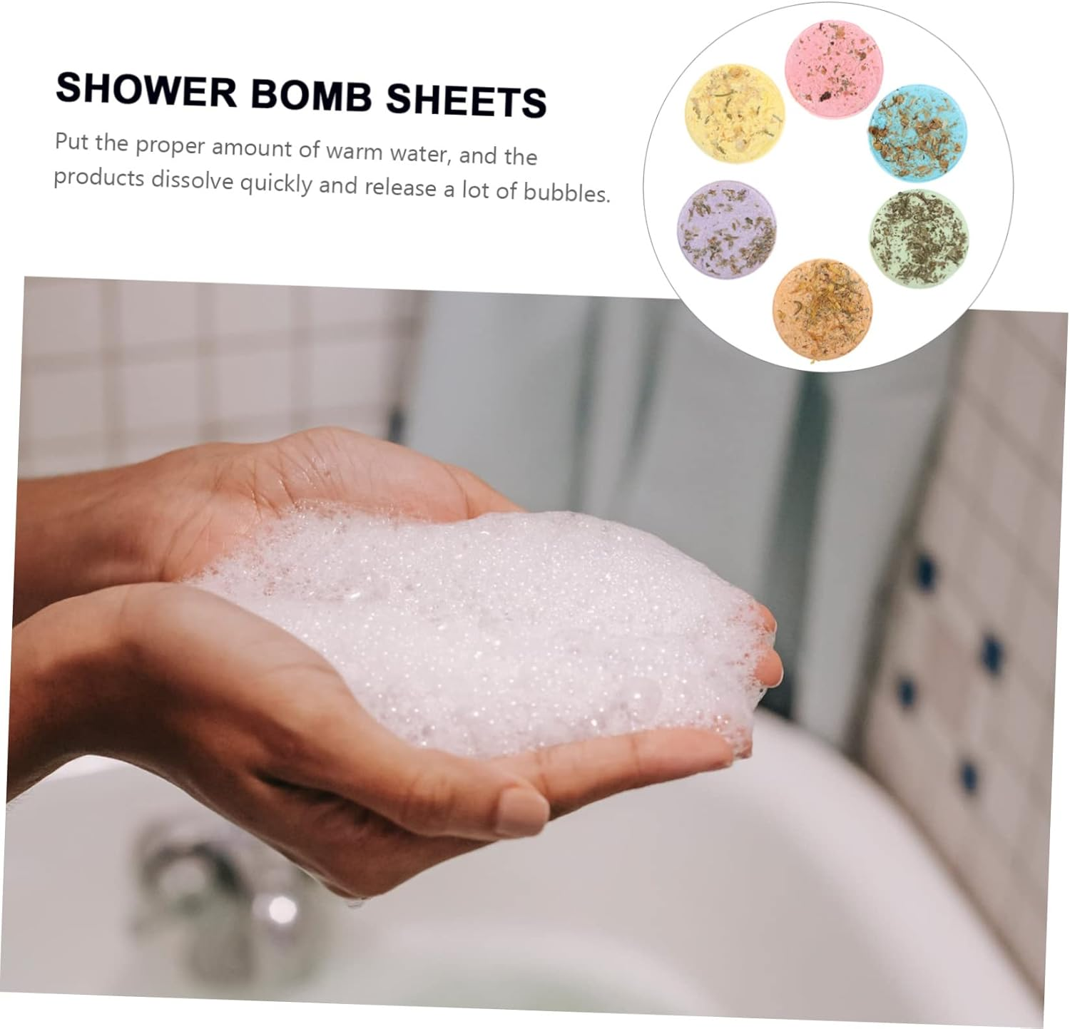 PACKOVE 6Pcs Aromatherapy Shower Steamers 45G Jasmine Mint Lavender Orange Ocean Rose Moisturizing Bath Aroma Sheets for Relaxation Spa Women