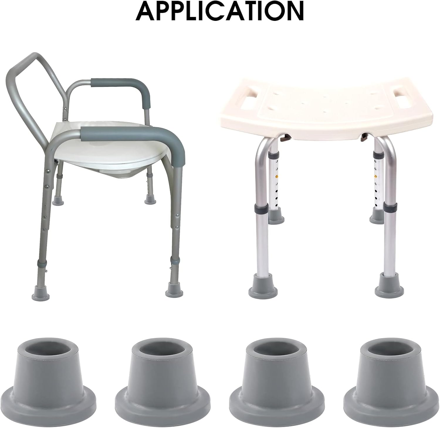 Pack of 4 Shower Chair Tips 28 Mm Rubber Feet Chair Leg Caps for Shower Chair Replacement Rubber Feet for Shower Chair Bath Seat Shower Stool Non-Slip Rubber Tips Suction Cup Feet (Grey)