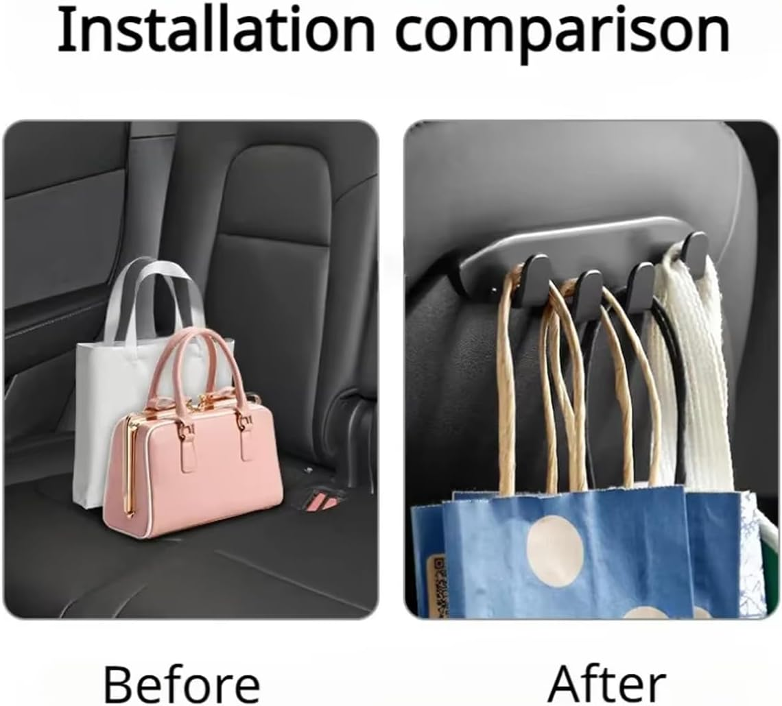AIMALL Car Seat Back Hook for Tesla Model 3 and Model Y, Pack of 2, Interior Modification Accessory, Front Trunk Storage Rack, Easy Install, Durable Organiser for Bags and Groceries image number 1