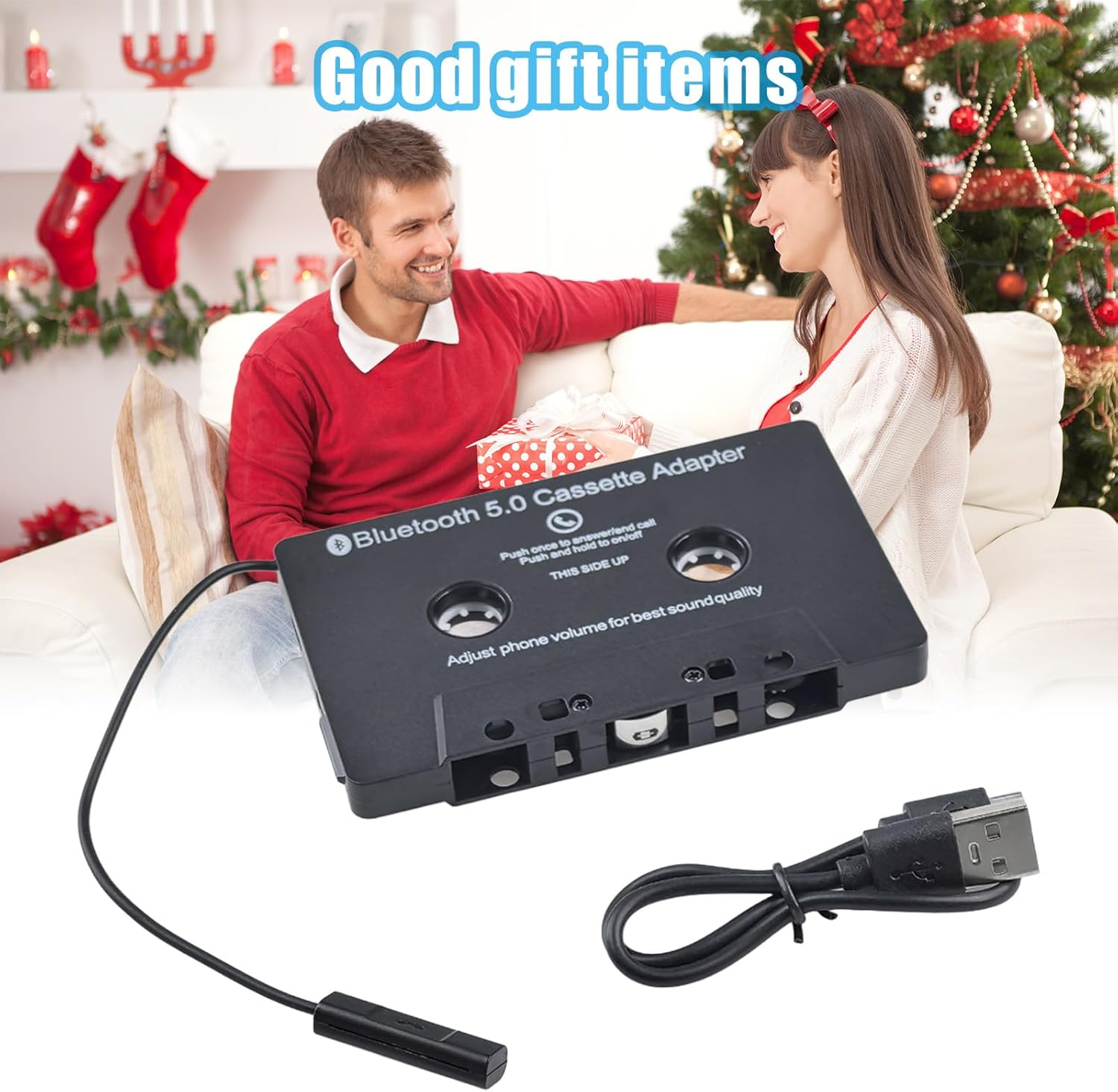 MP3 Cassette Player Adapters, Tape Audio Adapter Car Audio Cassette to Aux Adapter Bluetooth 5.0 Tape Player for Smartphones Tablets image number 2