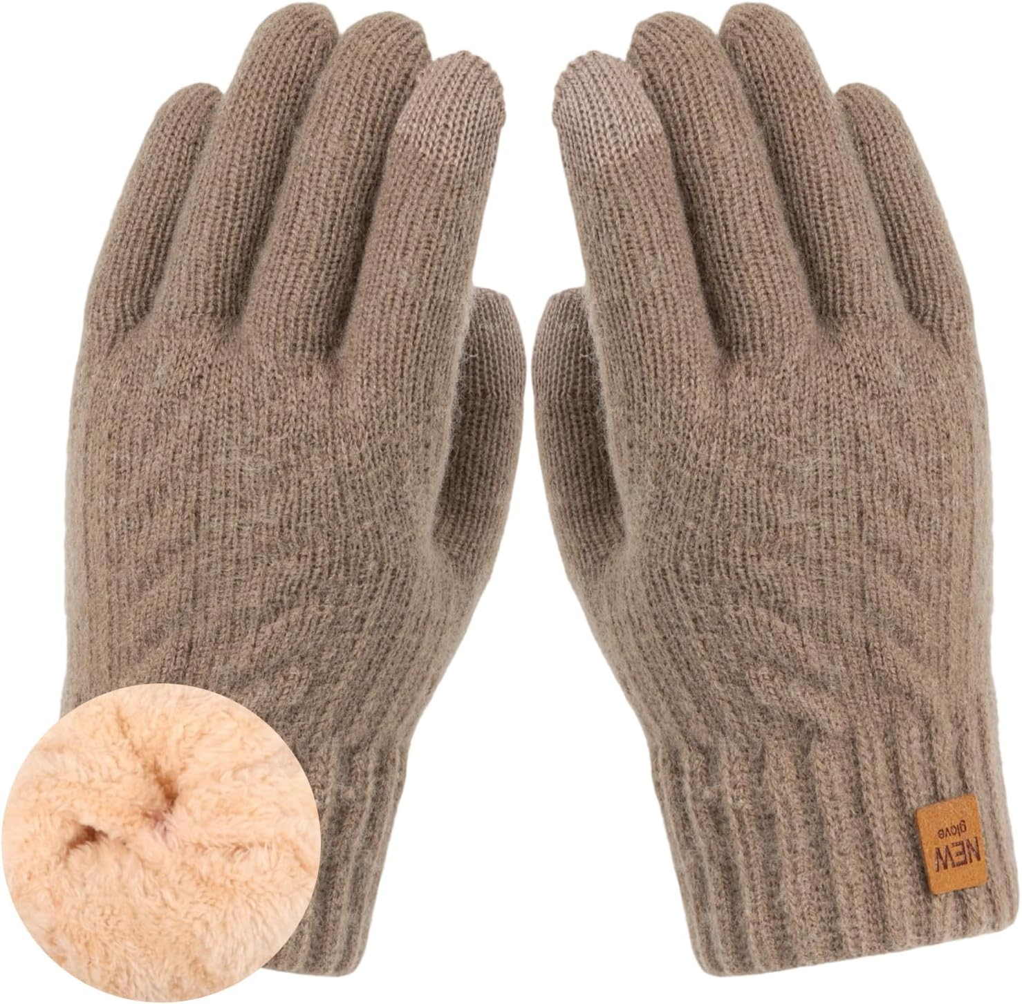 Women'S Warm Plush Winter Touchscreen Gloves - Fleece Lined, 9Cm Elastic Cuff, 23.5Cm Long, Stylish Cold-Weather Gloves for Ladies