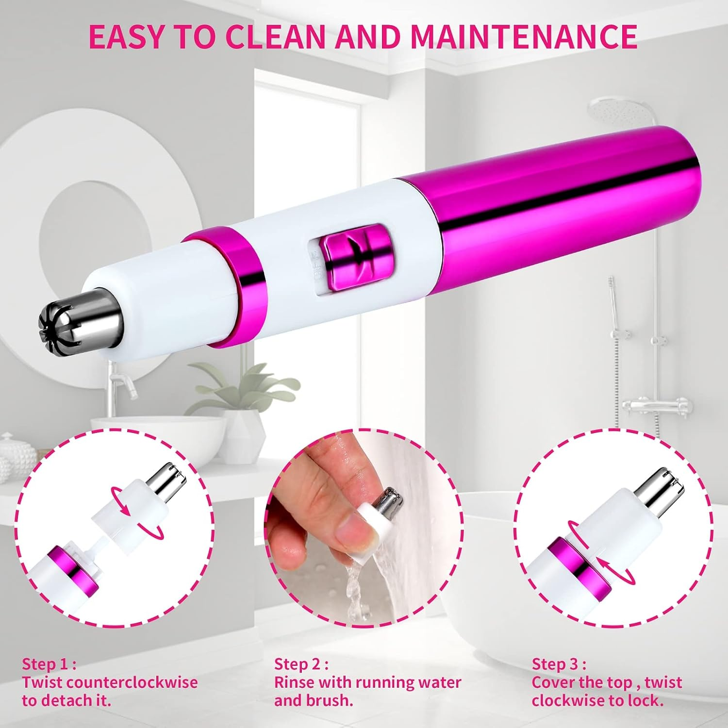 AREYZIN Nose Hiar Trimmer for Women,Ladies Painless Nose Trimmer Women,Eyebrow Facial Ear Hair Trimmer Hair Clippers Professional, Waterproof, Dual-Edge Blade, Purple image number 1