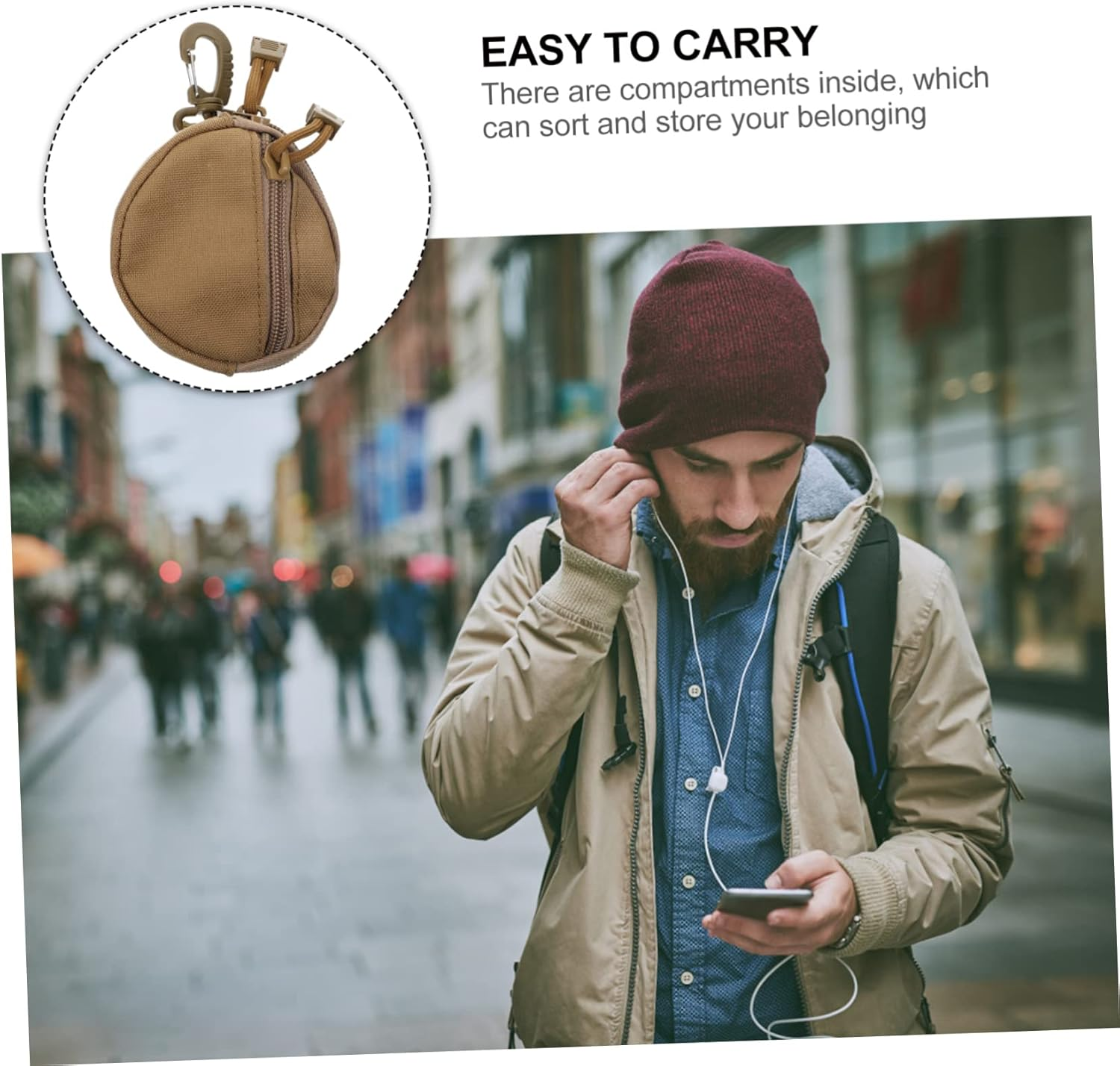 HEALEEP Sports Coin Bag Portable Storage Bag Lightweight Polyester Utility Pouch for Hiking Camping Outdoor Travel image number 5