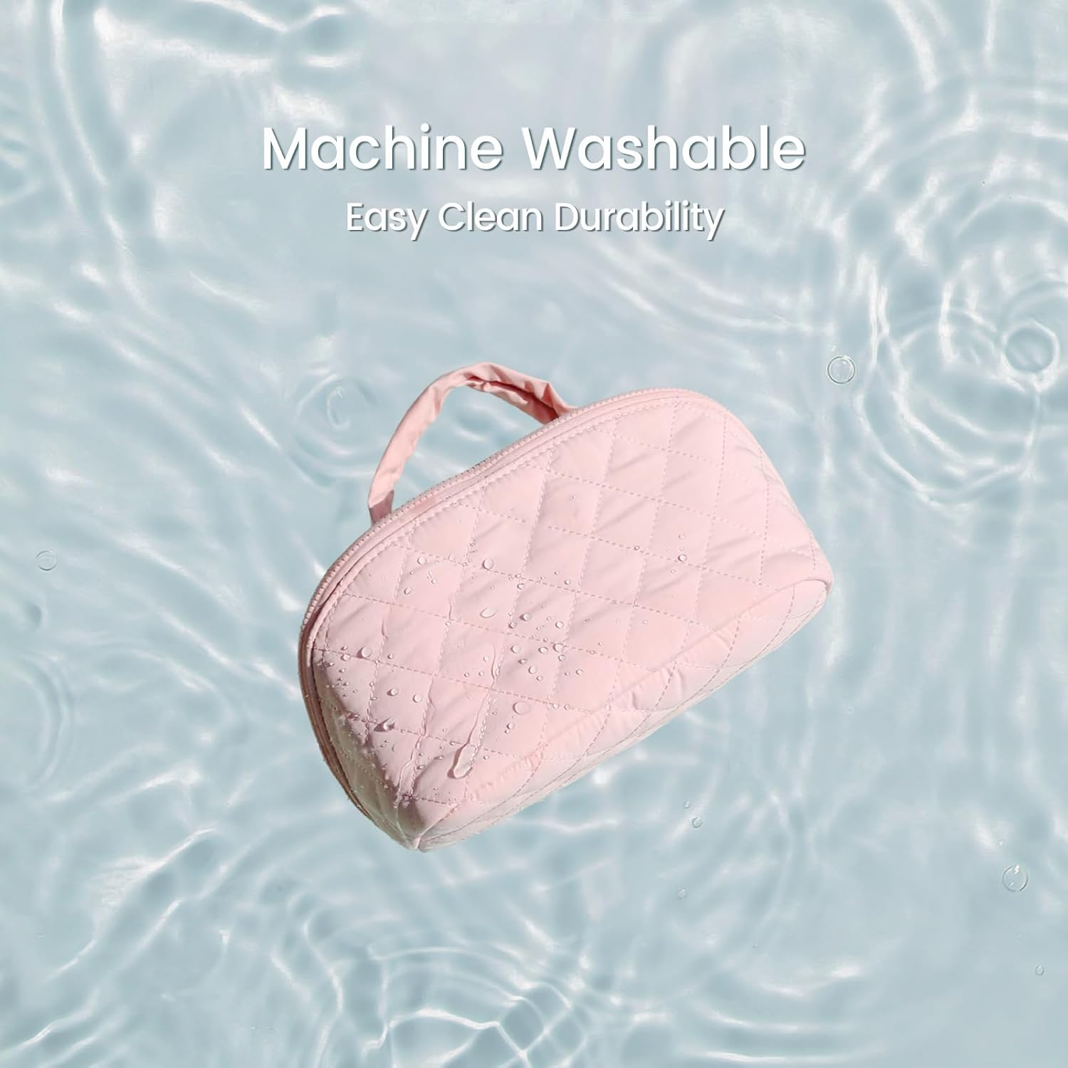 SZMDLX Waterproof Makeup Bag & Makeup Organizer - Travel Toiletry Bag, 180&deg; Lay-Flat Large Cosmetic Case, Puffy Padded Travel Organizer for Brushes & Cosmetics, Perfect Gifts for Women and Men（Pink） - Blue image number 7