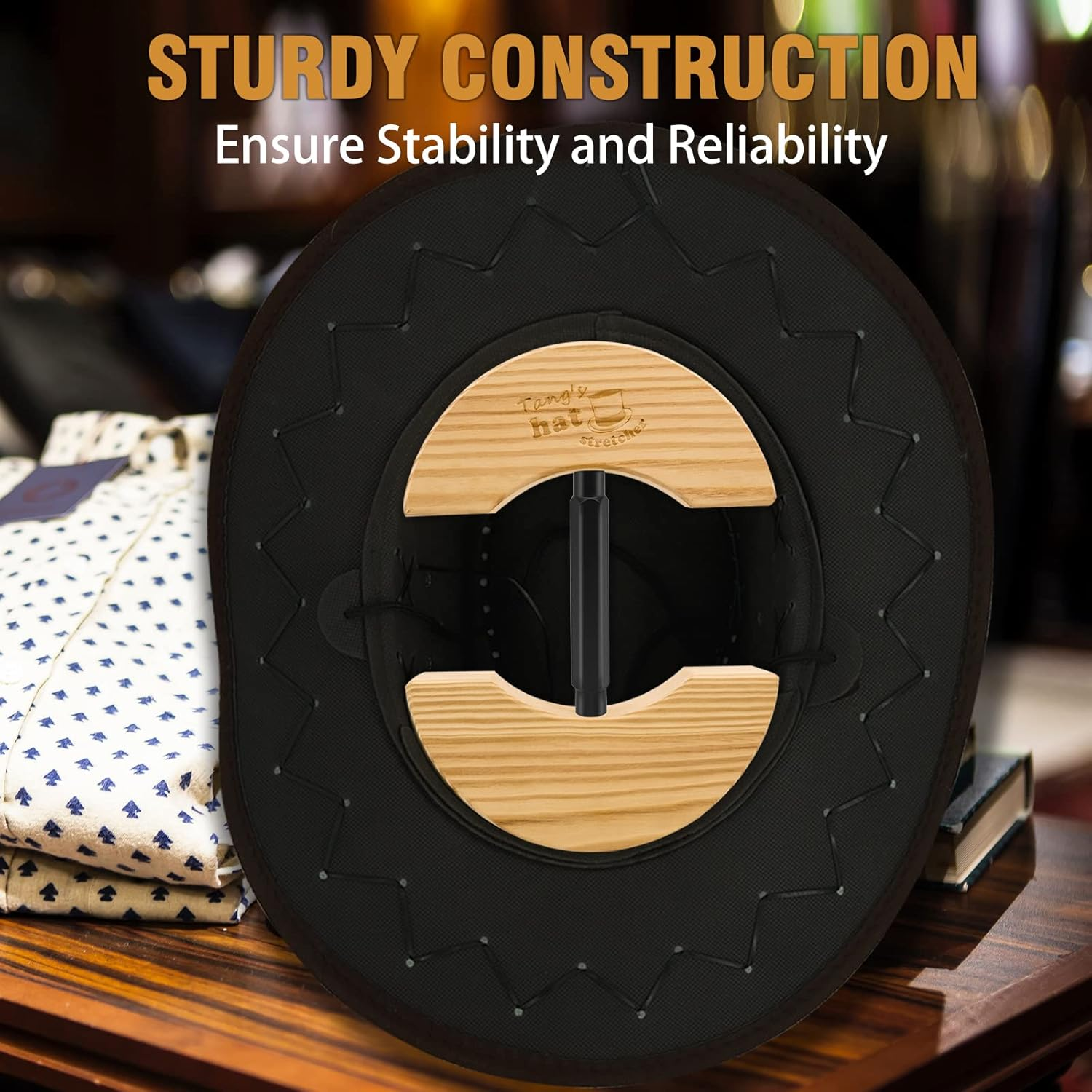 Tang'Swooden Hat Stretcher,Adjustable Turn Buckle Hatstretcher Forfitted Hats.Onesizeunisex Adultshatshaper, Suitsforall Hat image number 4