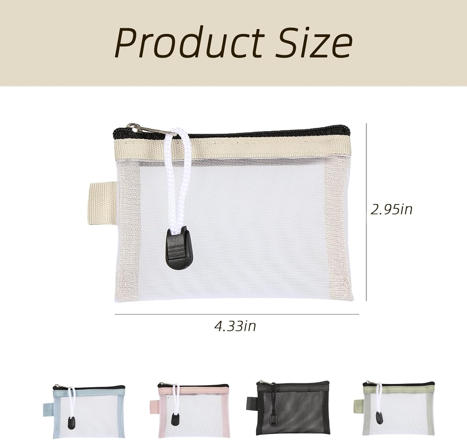 Pack of 5 Mini Bags, 7.5 X 11 Cm, Mini Cosmetic Bag with Zip, Transparent Mesh Storage Bag, for Storing Small Items, Keys, ID Card, Bank Card. image number 6