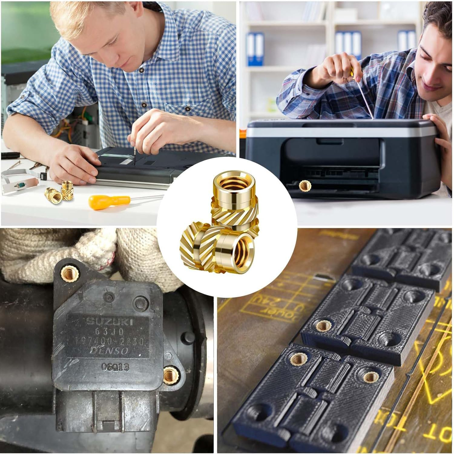 Paifeancodill Brass Thread Plug Kit - 300PCS 15 Sizes M2-M6 - Heating Kit for Plastic Parts - Public Rock Thread Plug-In image number 1