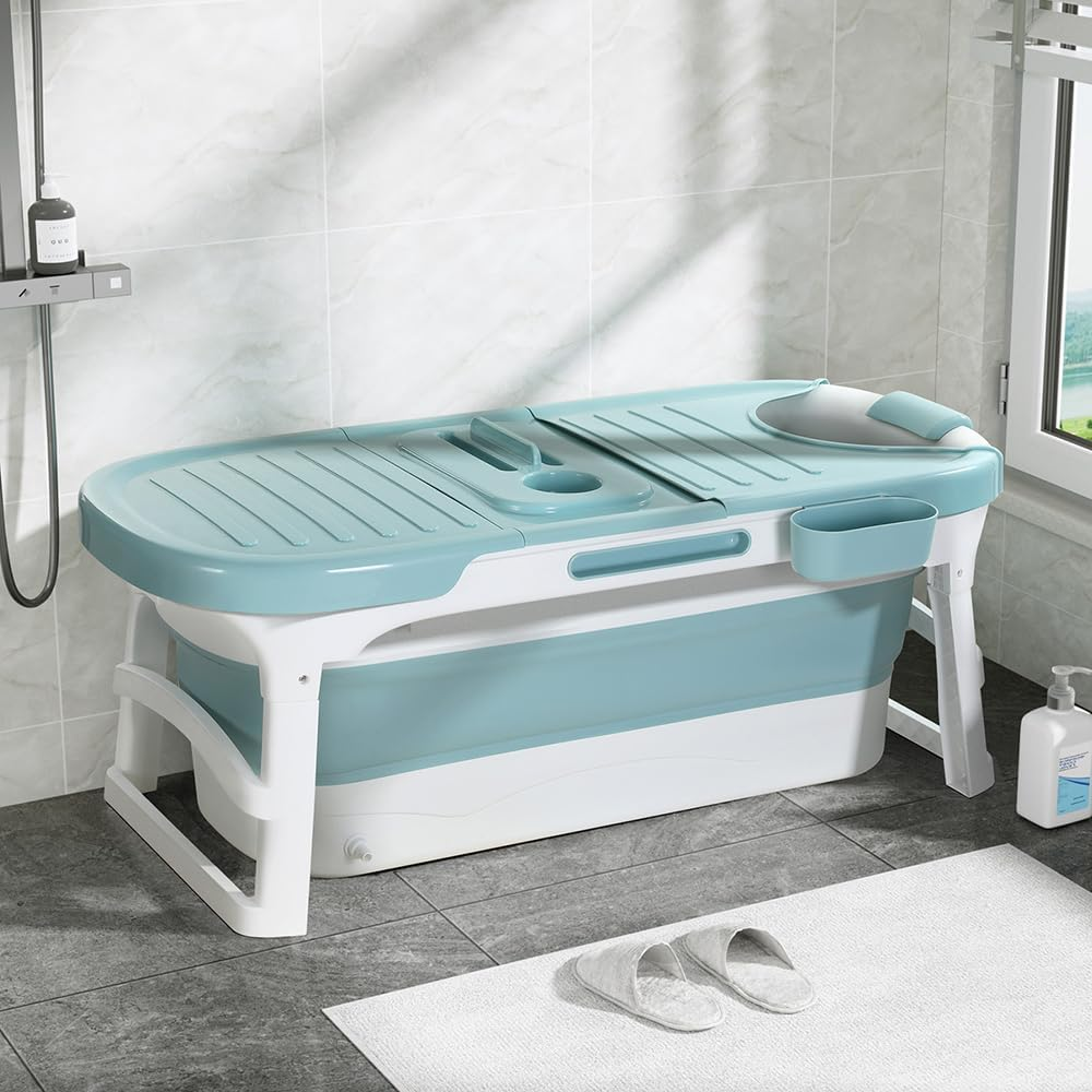 Weisshorn Foldable Bathtub Portable Folding Water Spa with Cover Plate 136X62Cm image number 5