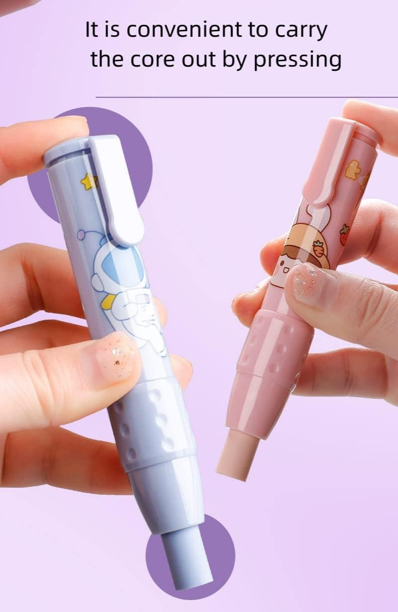 Cute Pencil Creative Stationery Retractable Rubber Stick Erasers for Kids, Creative Cartoon Pattern Cute Erasers Kawaii School Supply School Office Prize Stationary 4 PCS image number 6
