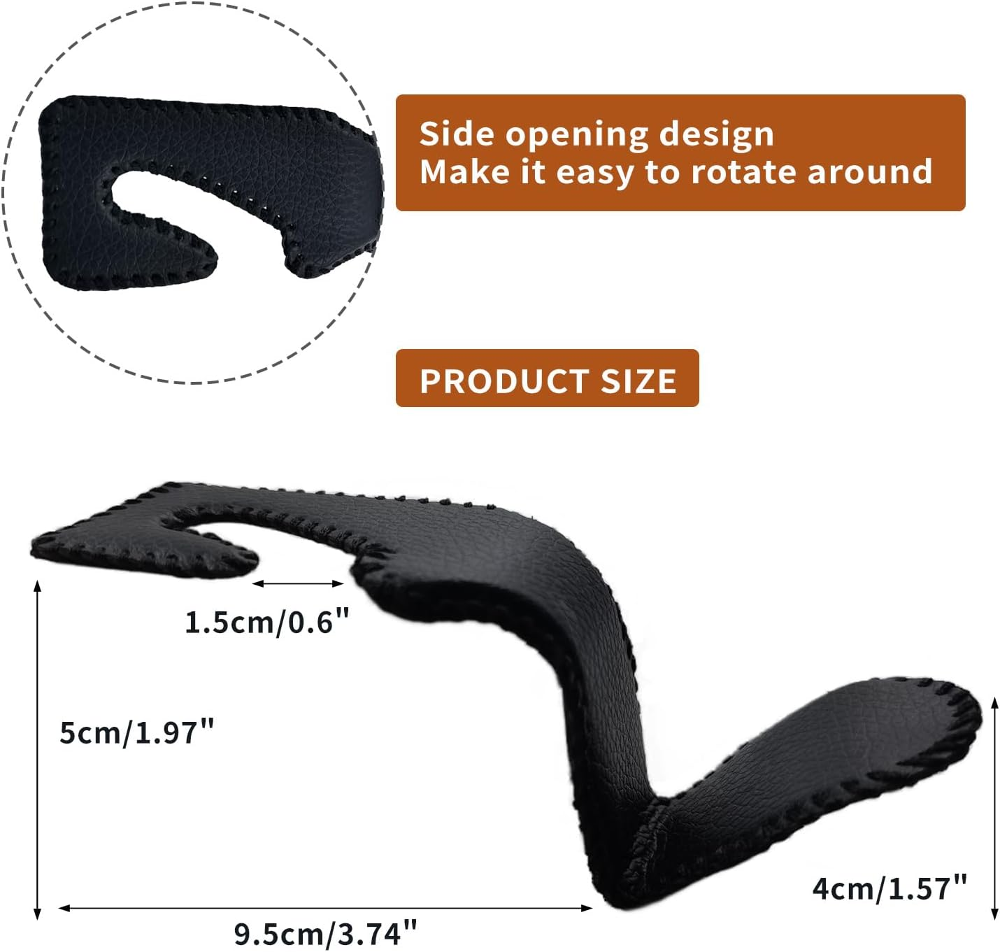 2Pcs Car Hooks Universal Back Seat Hanger Hooks,Black Leather image number 3
