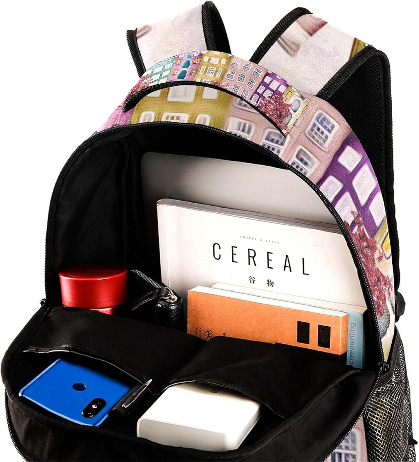 Oil Painting House Red Tree Backpack Students Shoulder Bags Travel Bag College School Tote Backpacks image number 5