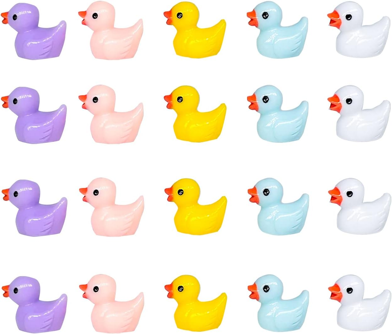 Ducks Fairy Garden Accessories, 5 Colors Miniature Ducks Ornament for Fairy Garden, Micro Landscape, Cake Topper, Cake Decoration,Ornament, Potted Plants Decor,20 Pieces