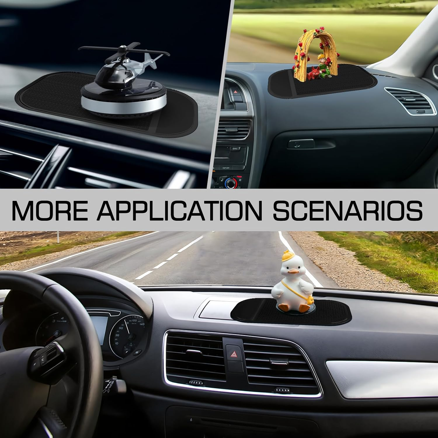 Car Dashboard Non Slip Mat, Anti-Slide Sticky Gel Dashboard Pad 5.5 X 3 Inch Multi Sticky Mat for Radar Detector, Cell Phone, Keys, Mirrors, GPS, Coins (6 Pack Black) image number 2