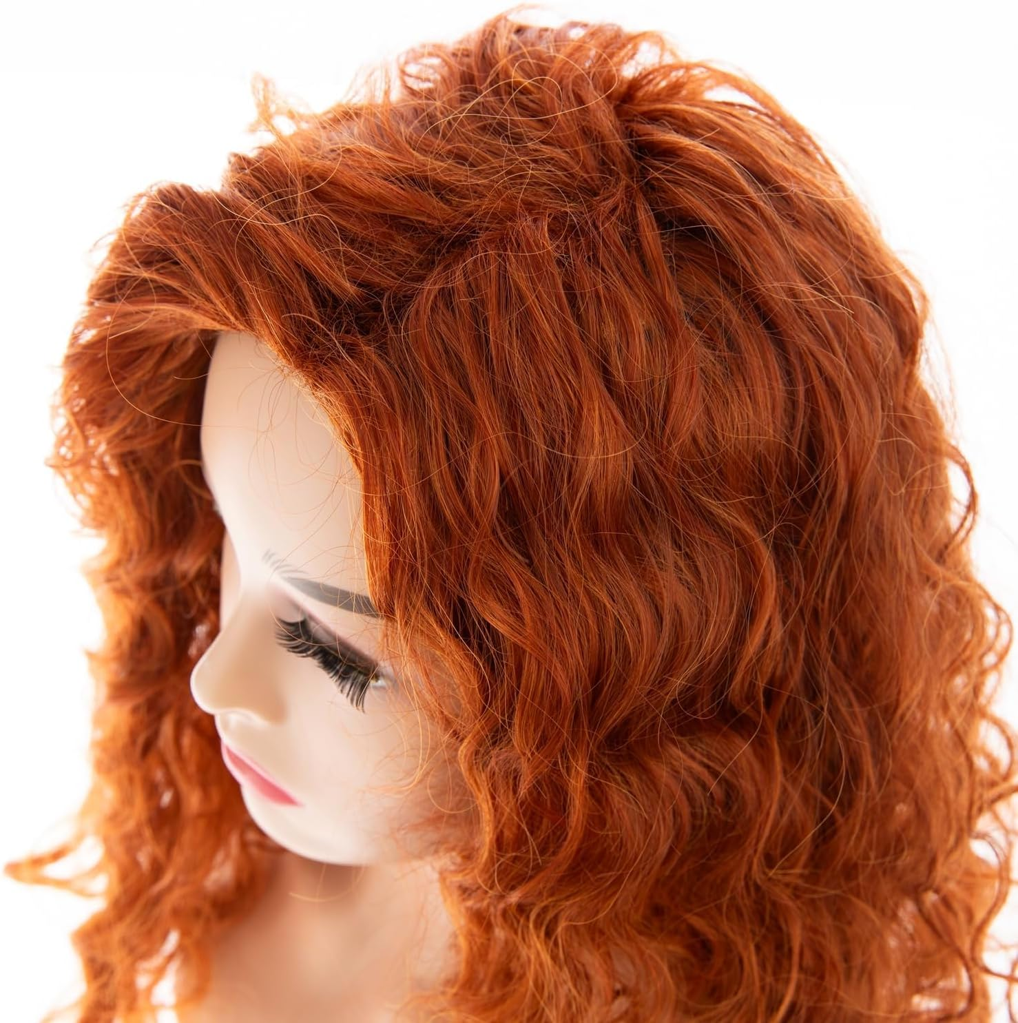 Beweig Long Curly Wavy Orange Wig for Women Side Part Natural Looking Cosplay Synthetic Heat Resistant Replacement image number 4