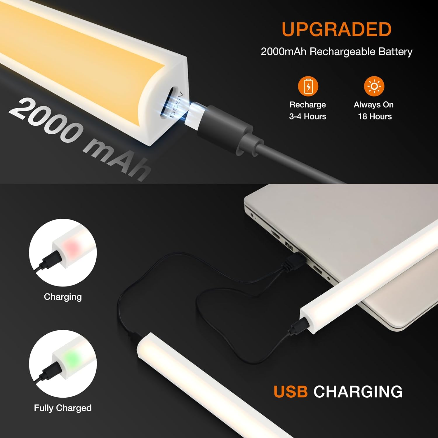 Under Cabinet Lights with Remote Control,Magnetic Rechargeable Light Bar,Under Cabinet Lighting Wireless under Counter Lights for Kitchen (White, 30CM)