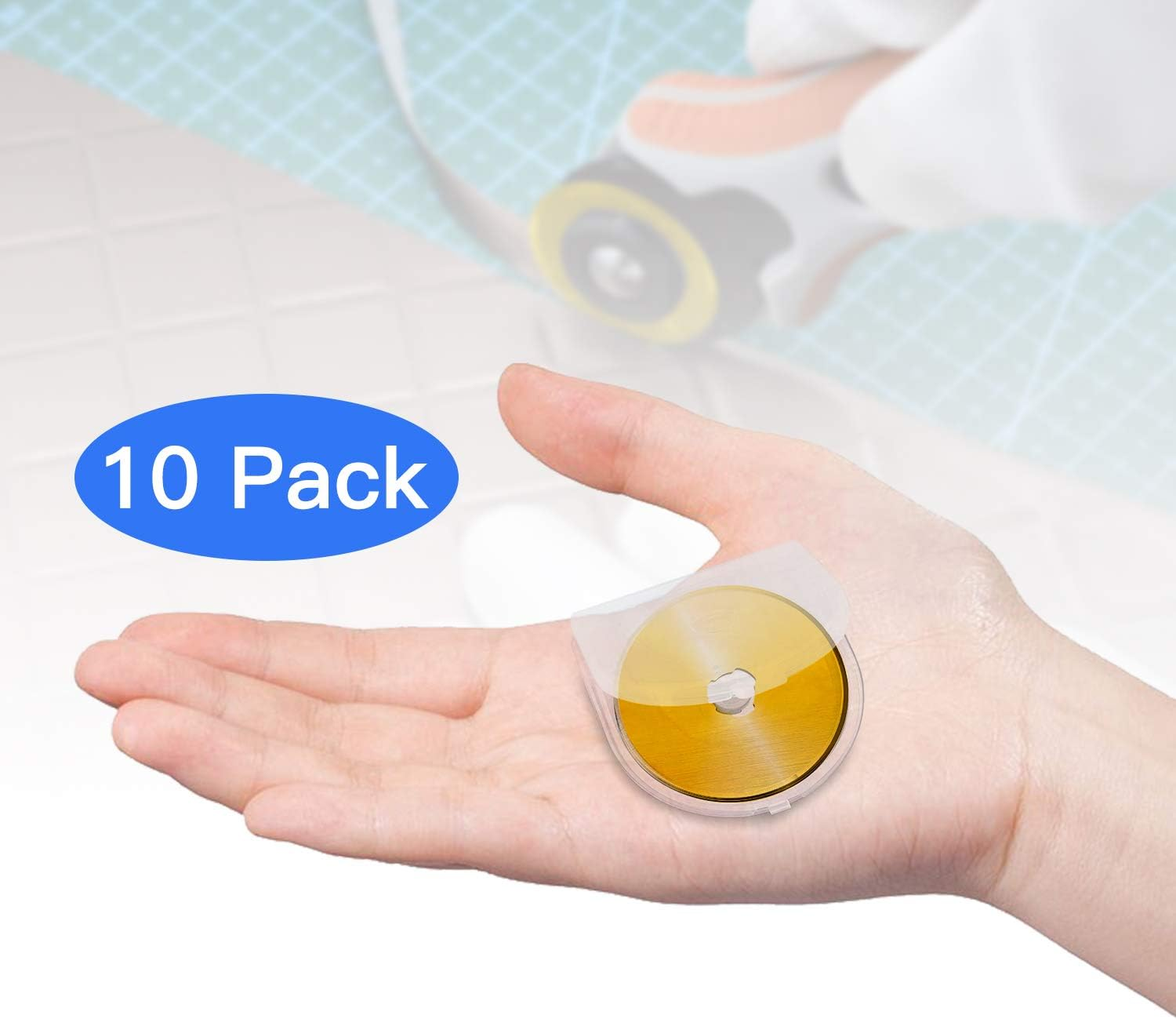Titanium Rotary Cutter Blades 60Mm 10 Pack Spare Replacement Blades with Improved Sharpness, Ideal for Quilting Scrapbooking Sewing Arts Crafts image number 6