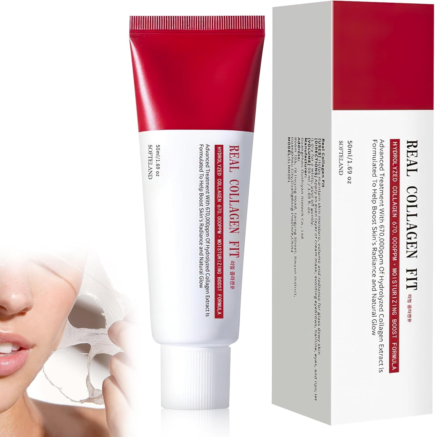 Real Collagen Fit Hydrolyzed Collagen Wrapping Mask - Peel off Facial Mask for Elasticity, Hydration & Glow, Glass Skin Moisturiser, Korean Skin Care, Self Care Treatment, Hydrating & Firming, 50Ml image number 3