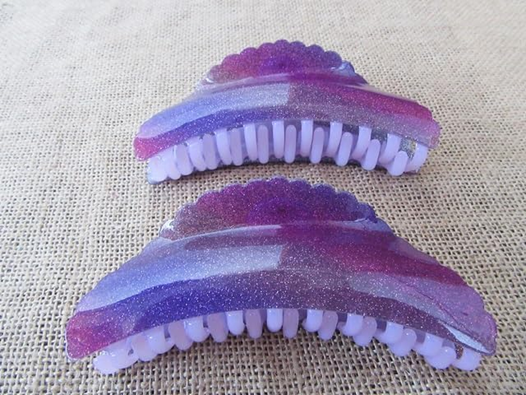 3Pcs Shiny Purple Claw Hair Clip 12X4X4Cm image number 3
