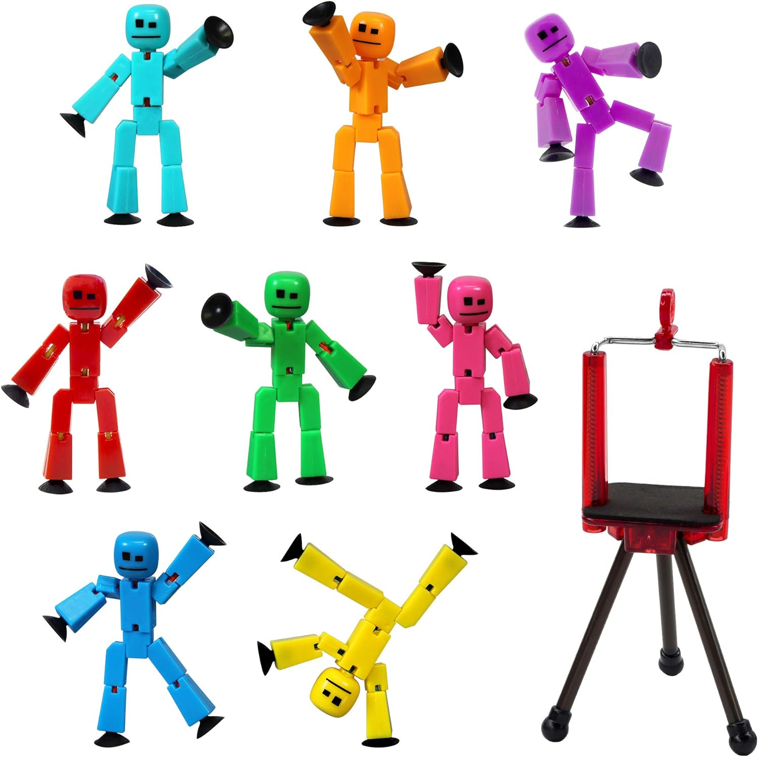 Zing Stikbot 8 Solid Pink/Yellow/Light Blue/Green/Dark Blue/Purple/Orange/Red Color and Red Tripod (TST888SCTP) image number 4