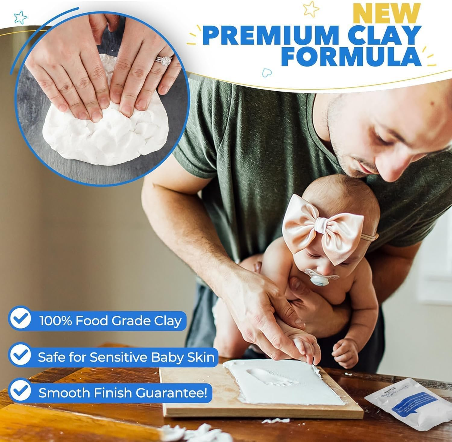 Baby Footprint Kit with Frame, Hand & Foot Print Mold Clay Set for Newborns, Complete Keepsake Memory Making Set, Includes Display Frame, Perfect & New Mom Essential image number 5