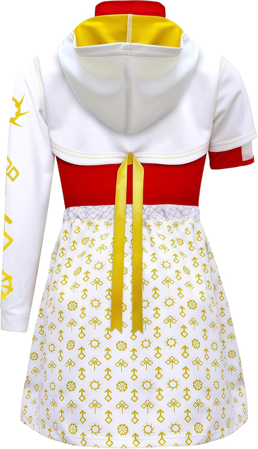 Zombie Girls Costume Halloween Cosplay Kids Character Cheerleader Mesh Top Pant Hooded Coat 3PCS Uniform Outfits image number 4