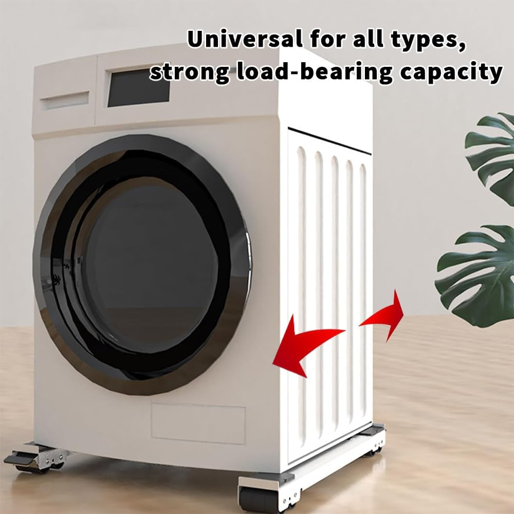 TOMVAES Universal Mobile Base Fridge Stand, Furniture Mobile Roller, Extendable Appliance Rollers Mobile Washing Machine Base, for Washing Machines, Refrigerators, Dryers, Dishwashers (White) - White image number 5
