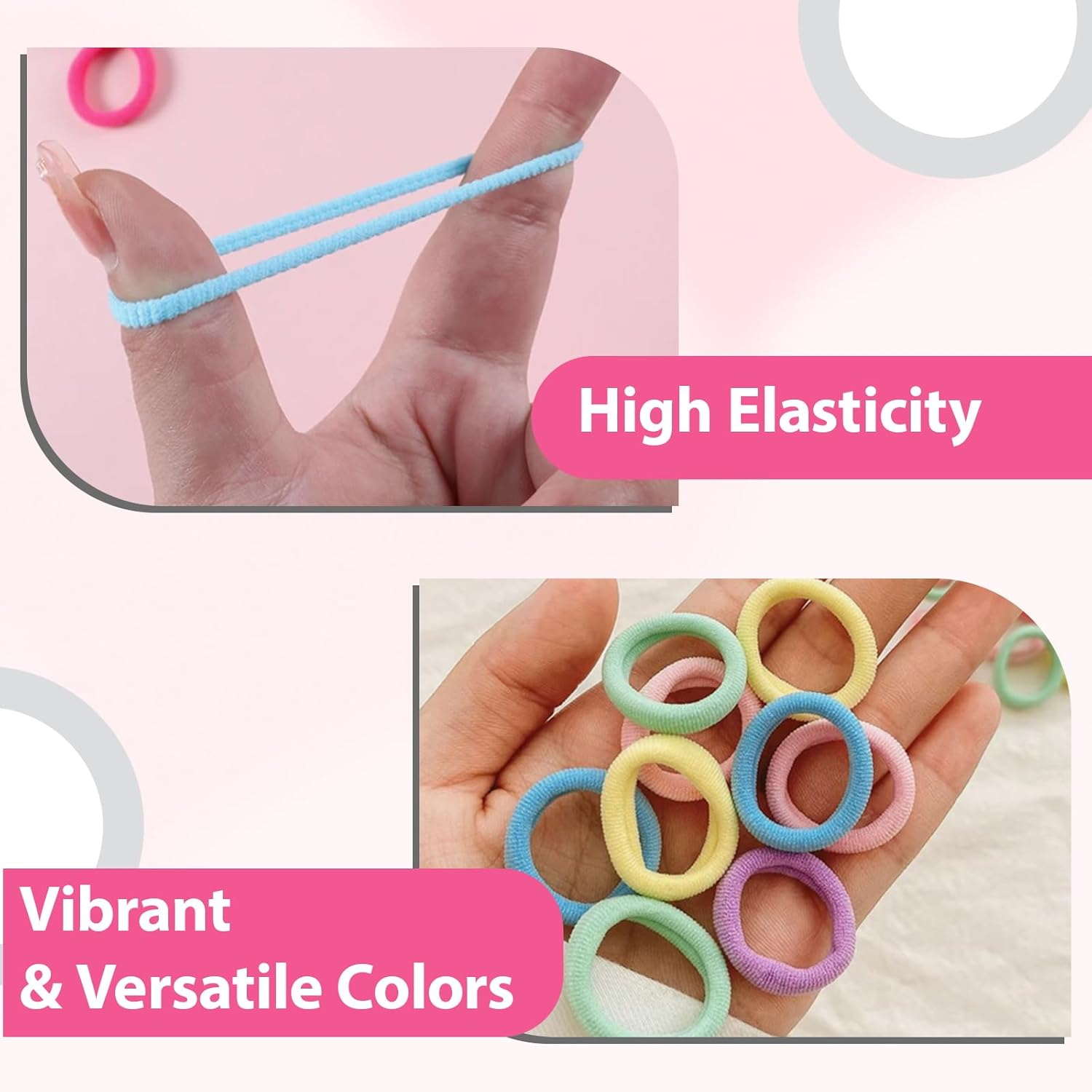 200 Pcs Baby Hair Bands,Cotton Bobbles for Girls, High Elasticity, Candy Colors, Toddler Hair Bands, 2.5 CM Diameter image number 2