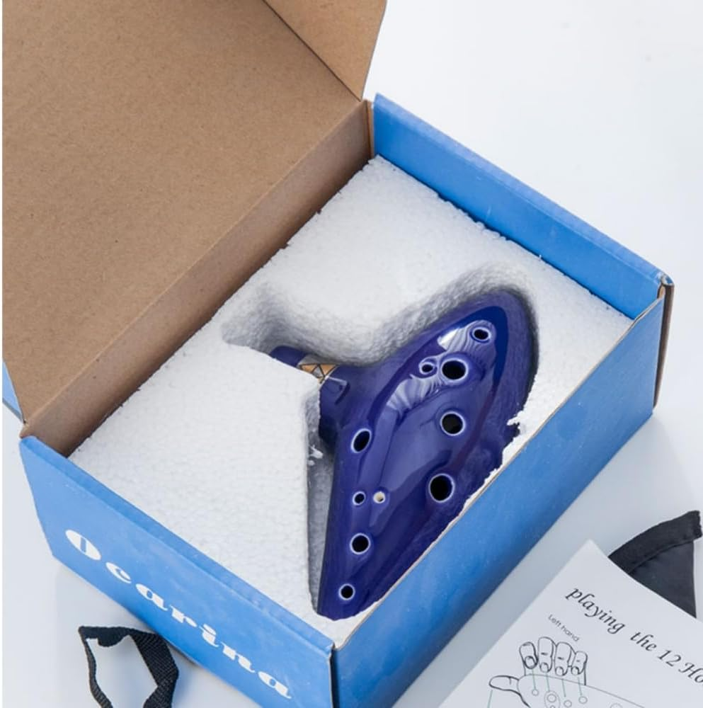 Ocarina Instrument 12 Hole Alto C Ceramic Ocarina with Songbook Bag Display Stand,Musical Instrument Kids Adults image number 6